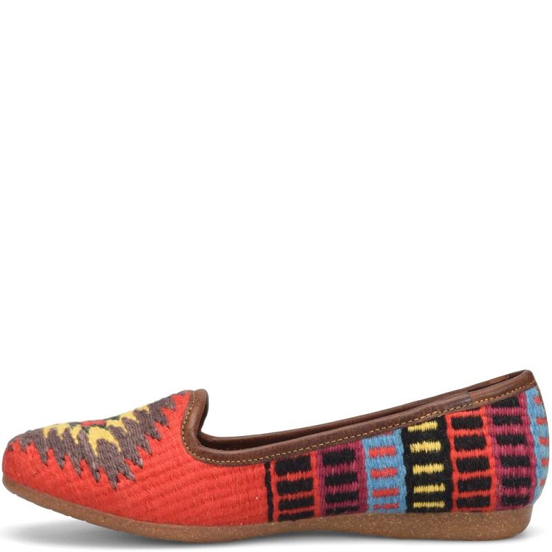 Born Women's Giselle Flats - Red Cotton Fabric (Multicolor)