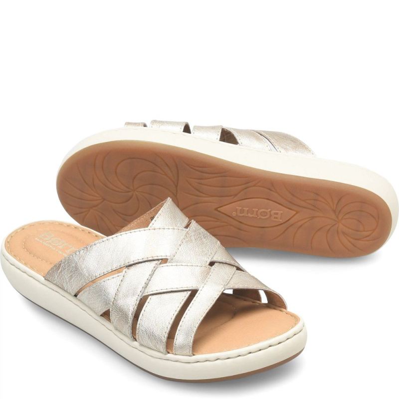 Born Women's Jenny Sandals - Light Gold Panna Cotta (Metallic)