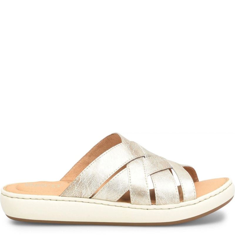 Born Women's Jenny Sandals - Light Gold Panna Cotta (Metallic)