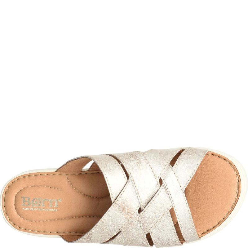 Born Women's Jenny Sandals - Light Gold Panna Cotta (Metallic)