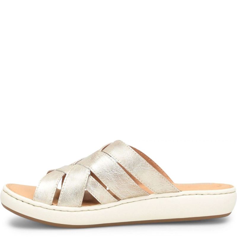Born Women's Jenny Sandals - Light Gold Panna Cotta (Metallic)