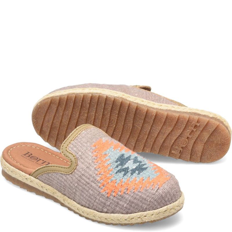 Born Women's Gretta Clogs - Taupe Cotton Fabric (Multicolor)