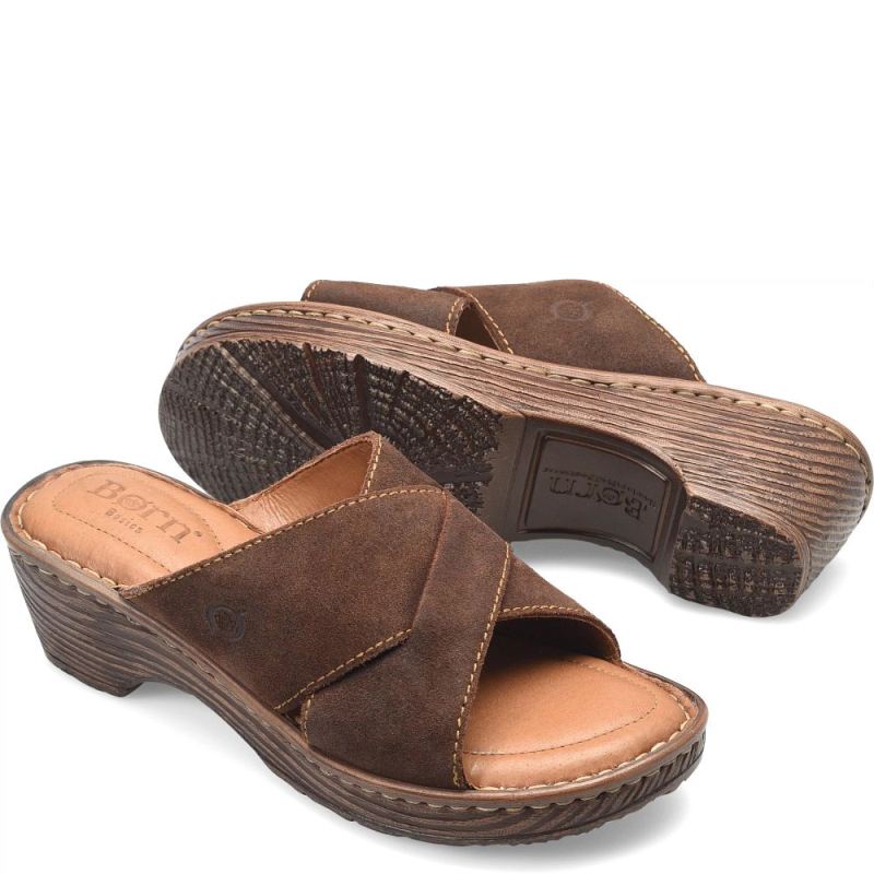 Born Women's Teayo Basic Sandals - Dark Brown Distressed (Brown)