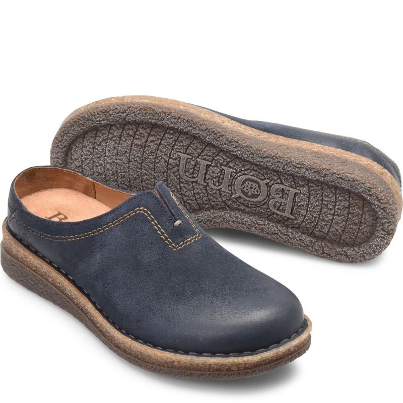 Born Women's Seana Clogs - Navy Indigo Distressed (Blue)