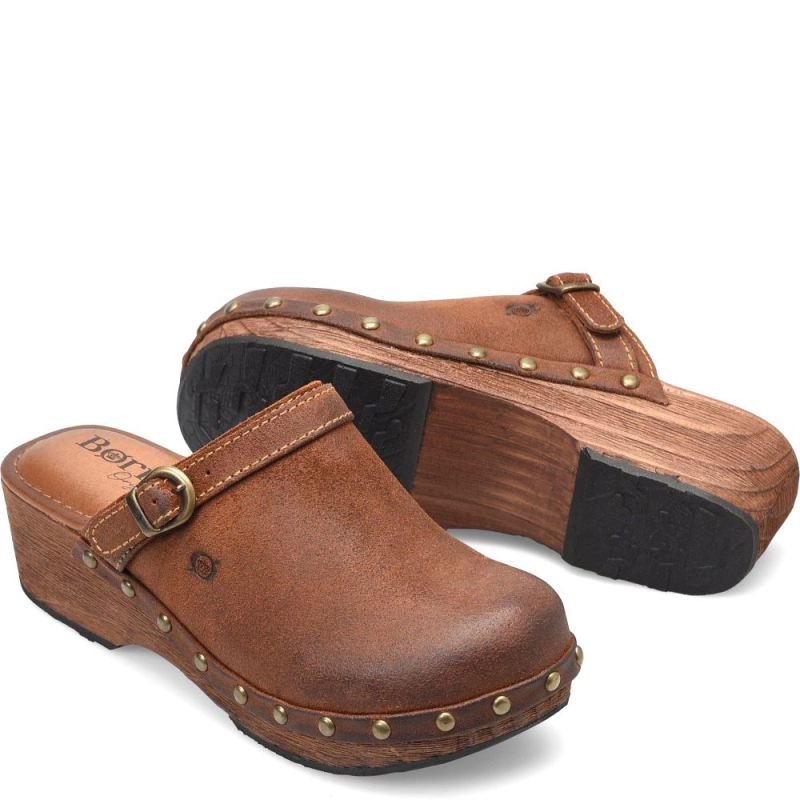 Born Women's Jewel Clogs - Glazed Ginger Distressed (Brown)