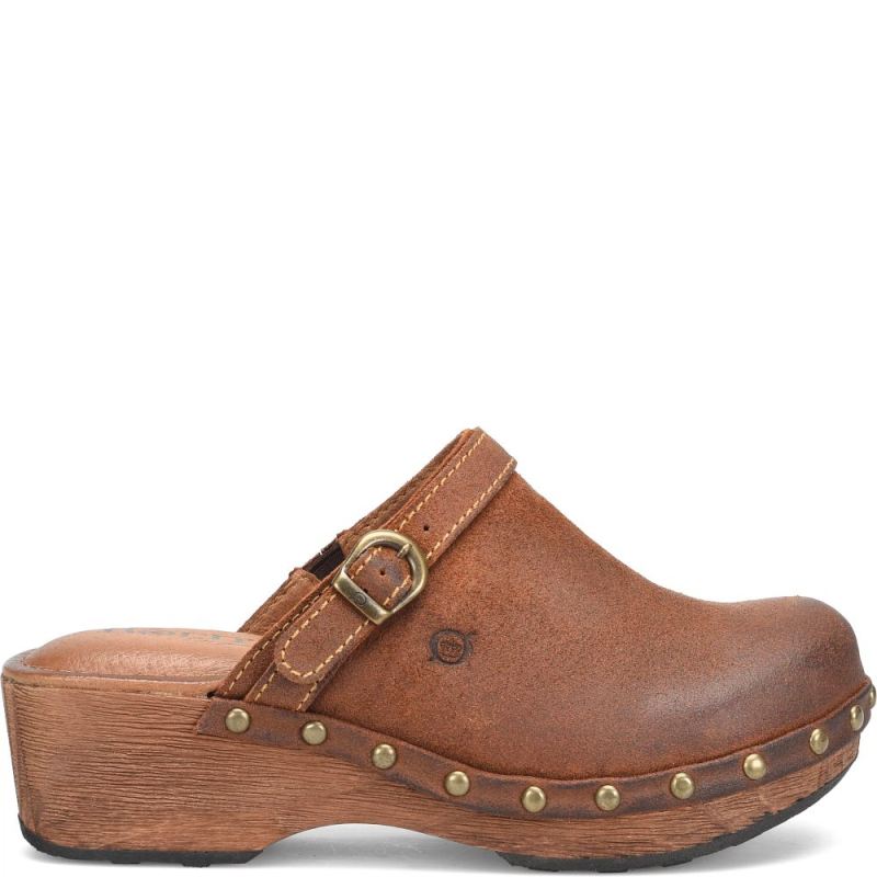 Born Women's Jewel Clogs - Glazed Ginger Distressed (Brown)