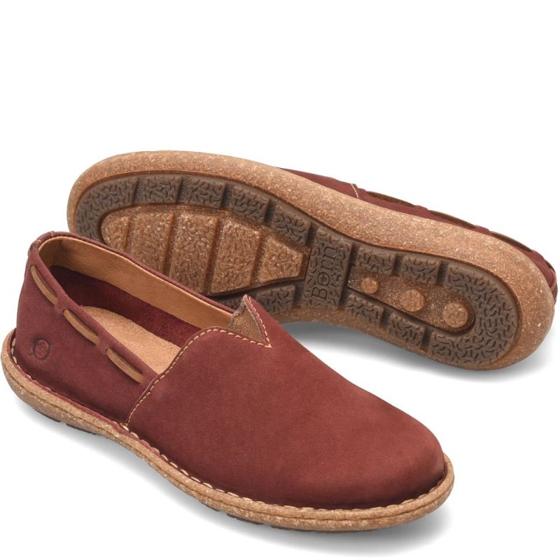 Born Women's Naya Slip-Ons & Lace-Ups - Brick Nubuck (Red)
