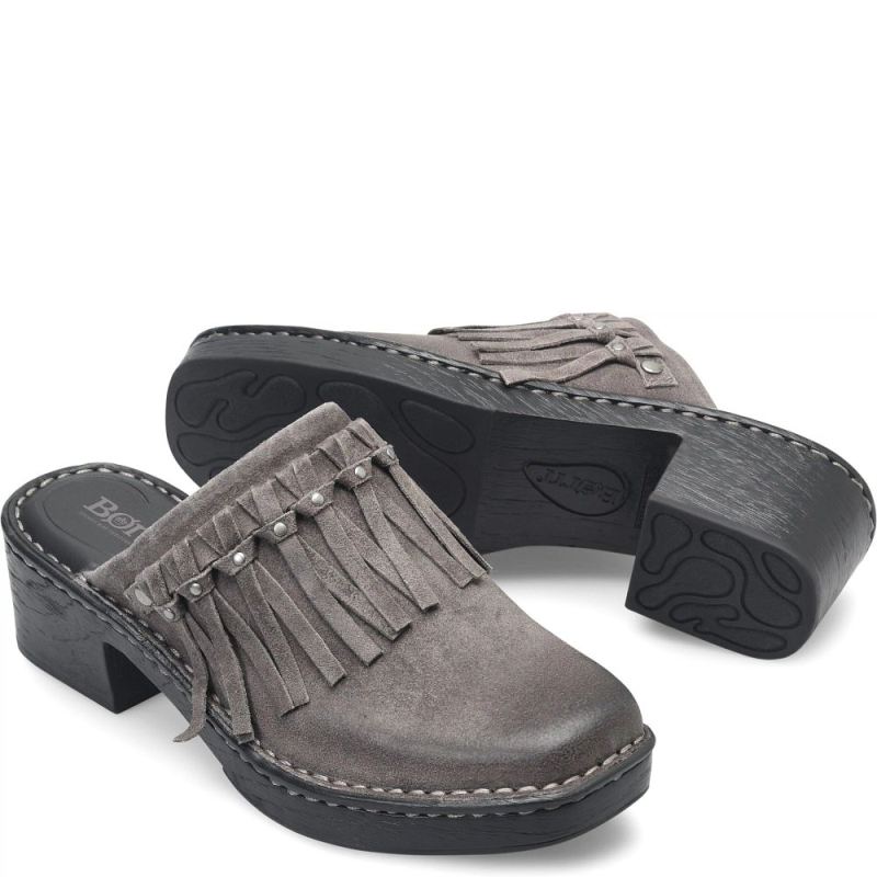 Born Women's Harmony Clogs - Dark Basalto Distressed (Grey)