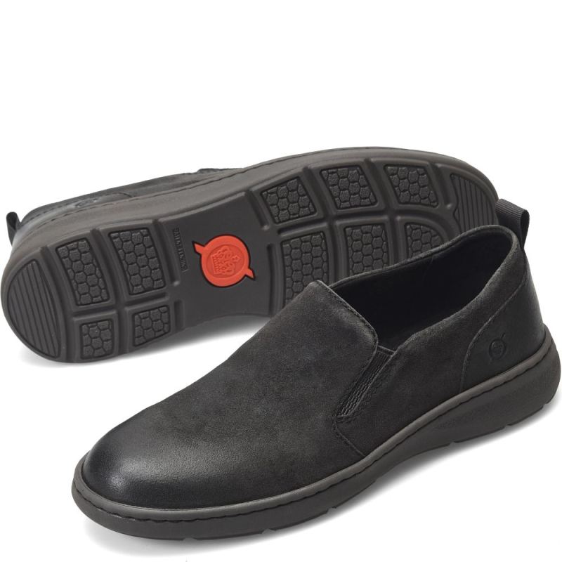 Born Men's Morgan Slip-Ons & Lace-Ups - Dark Carbon Distressed (