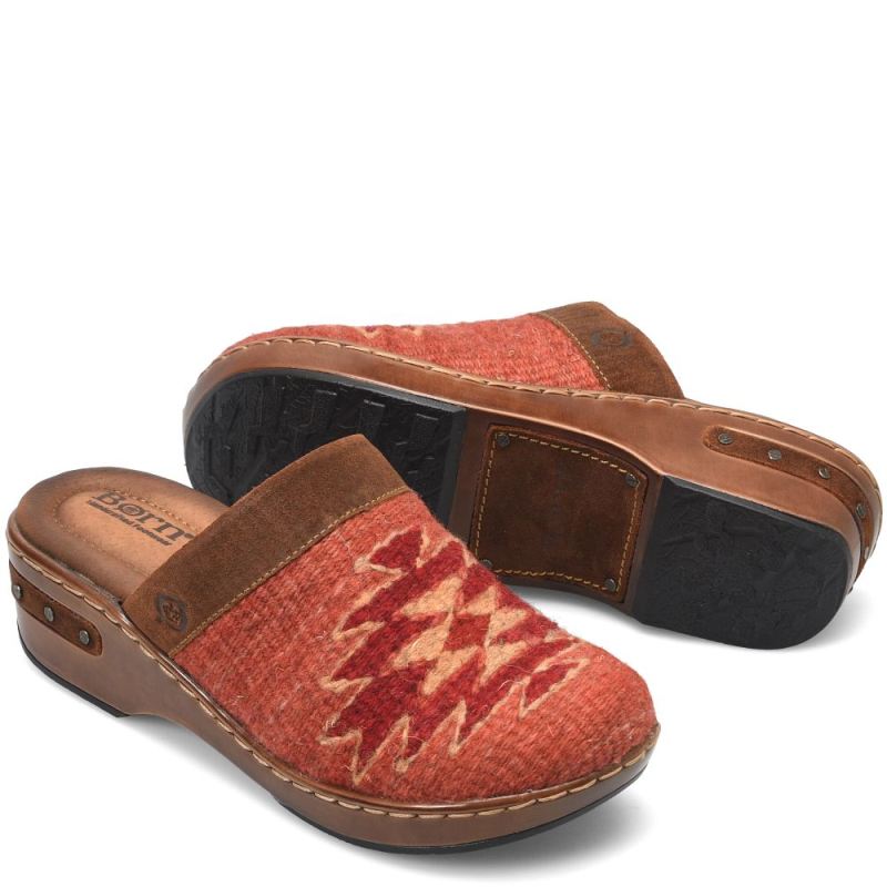 Born Women's Bandy Blanket Clogs - Rust Blanket Combo (Brown)