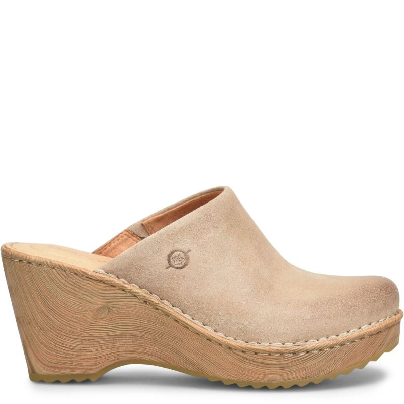 Born Women's Natalie Clogs - Cream Visone Distressed (Tan)