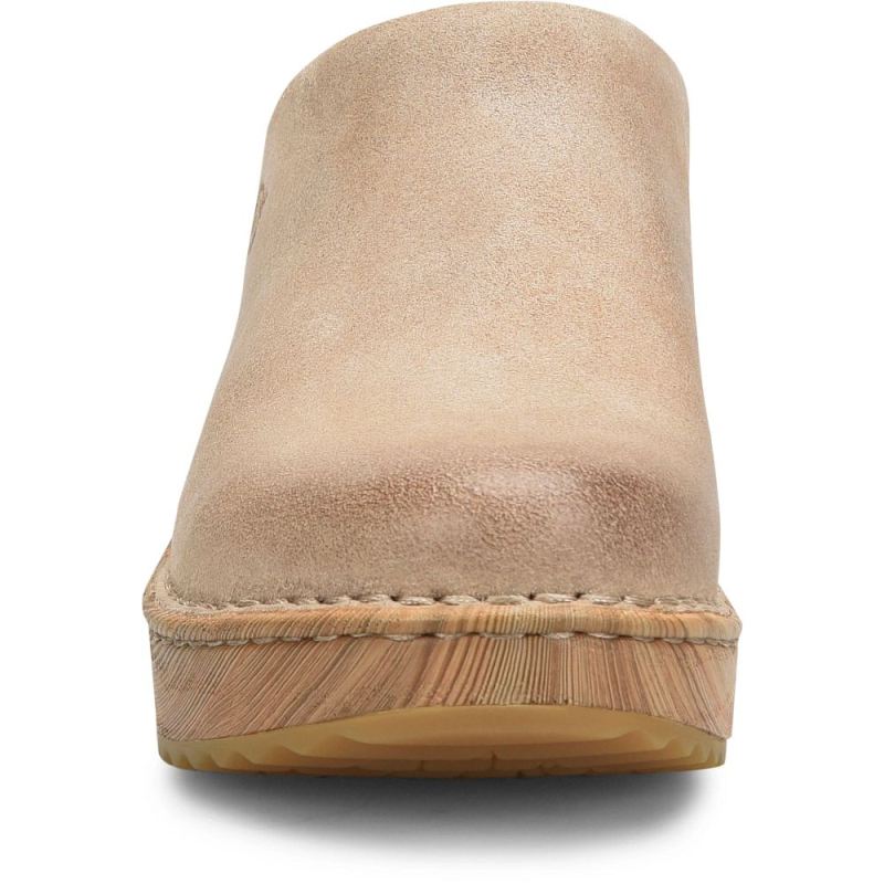 Born Women's Natalie Clogs - Cream Visone Distressed (Tan)