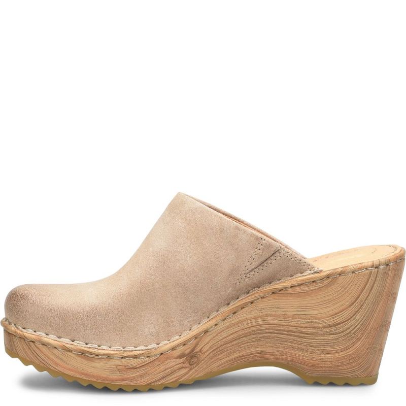 Born Women's Natalie Clogs - Cream Visone Distressed (Tan)