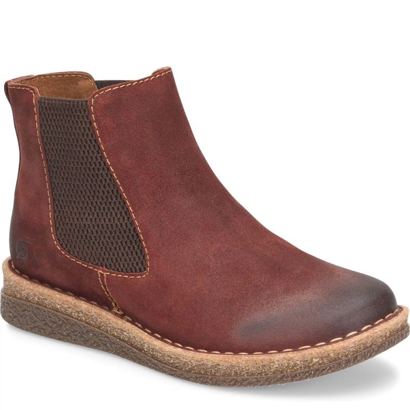 Born Women's Faline Boots - Dark Brick Distressed (Red)