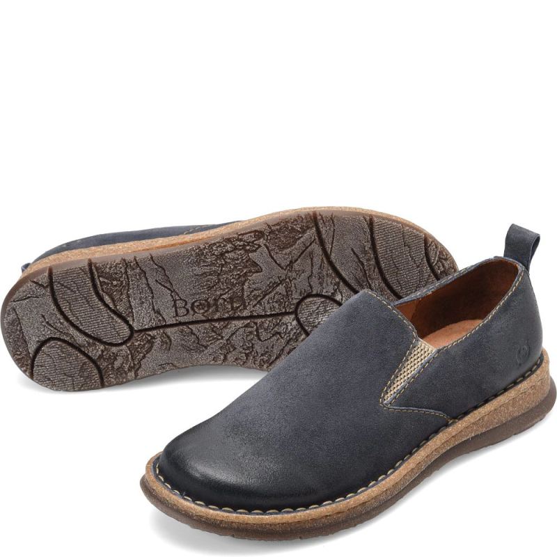 Born Men's Bryson Slip-Ons & Lace-Ups - Dark Jeans Distressed (B