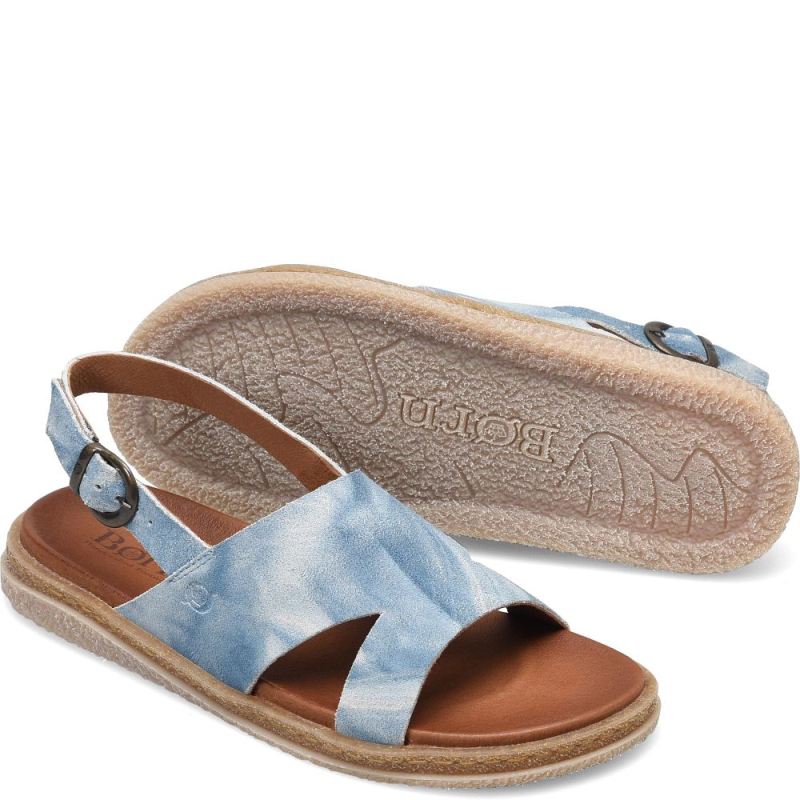 Born Women's Carah Sandals - Star Light Blue Suede (Multicolor)