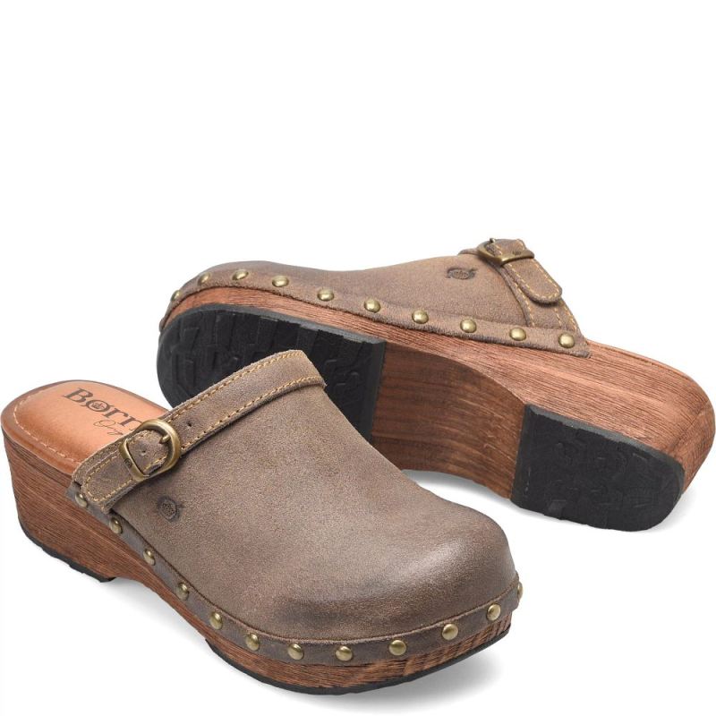 Born Women's Jewel Clogs - Taupe Avola Distressed (Tan)