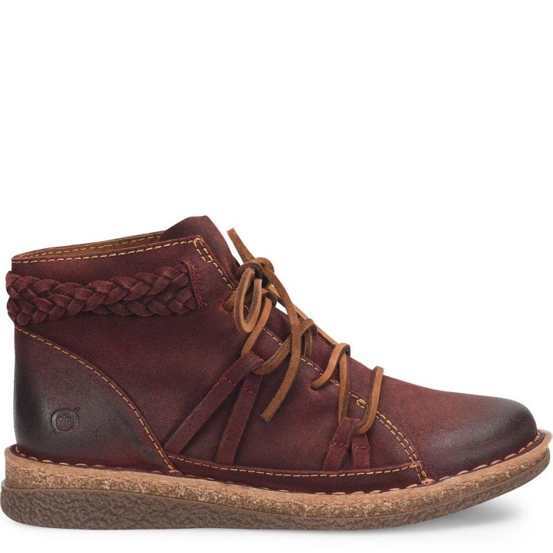 Born Women's Temple II Boots - Dark Brick Distressed (Red)