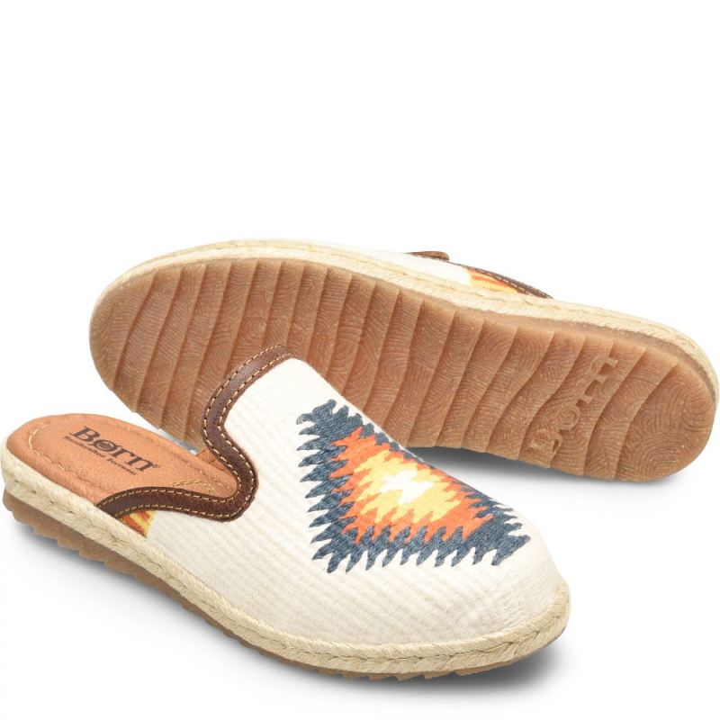 Born Women's Gretta Clogs - Winter White Cotton (Multicolor)
