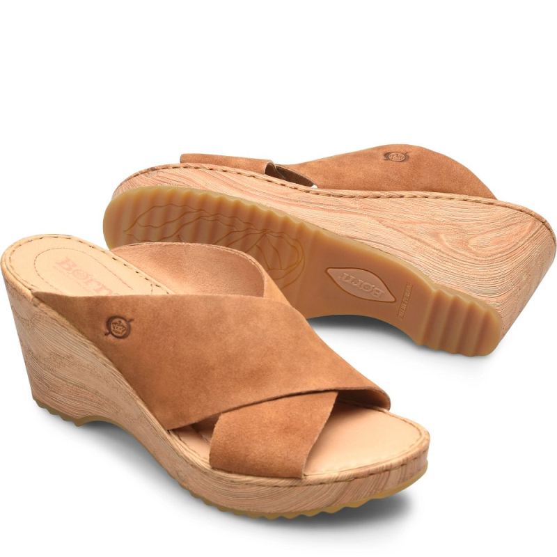 Born Women's Nora Sandals - Tan Camel Suede (Brown)