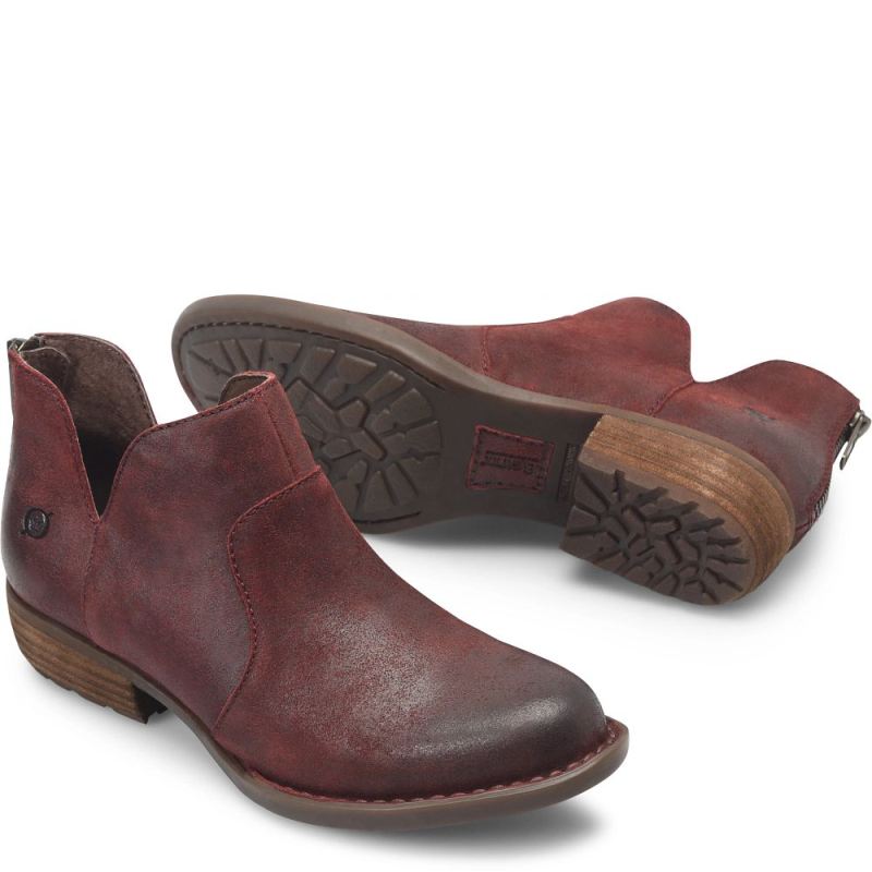 Born Women's Kerri Boots - Dark Brick Distressed (Red)