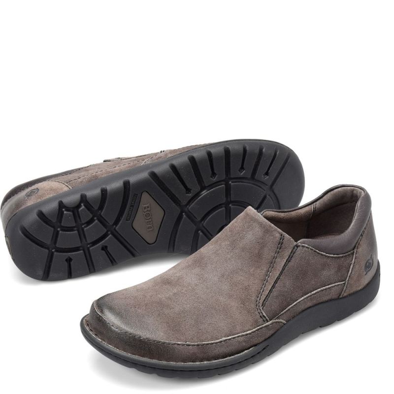 Born Men's Nigel Slip On Slip-Ons & Lace-Ups - Grey Combo Distre