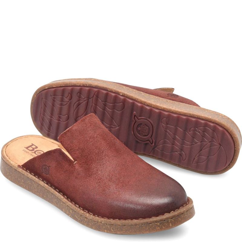 Born Women's Selina Clogs - Dark Brick Distressed (Red)