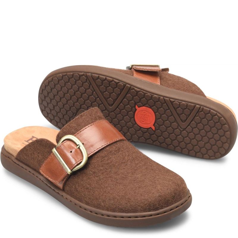 Born Women's Lia Clogs - Cognac Felt Combo (Brown)