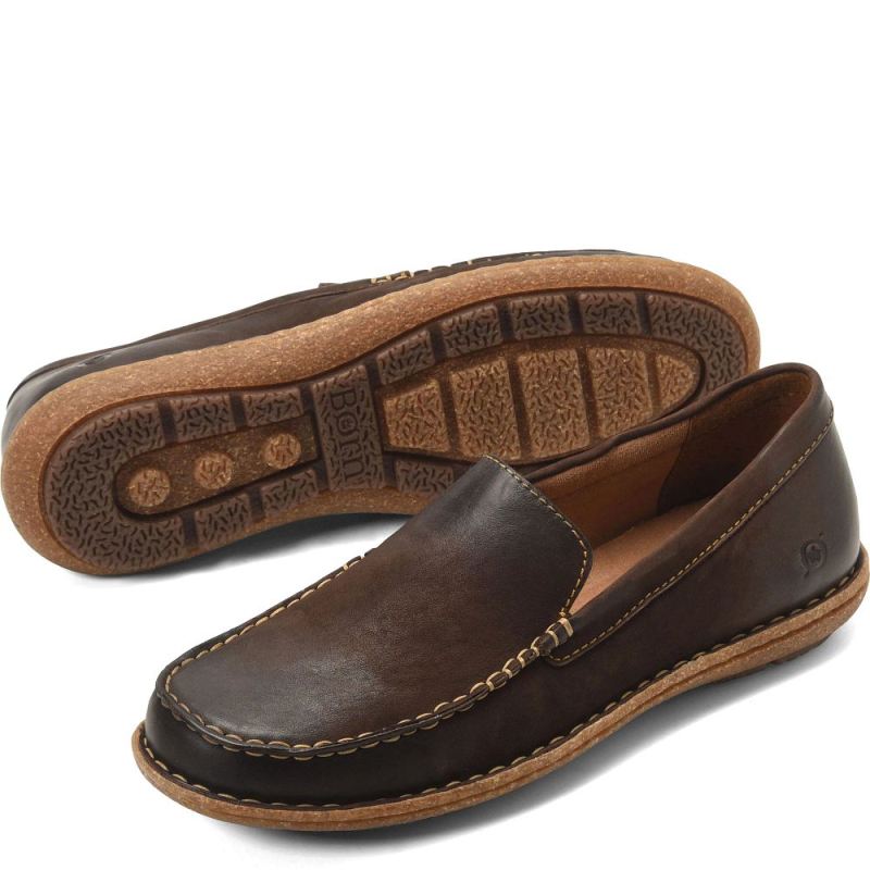 Born Men's Naldo Slip-Ons & Lace-Ups - Dark Brown Nubuck (Brown)