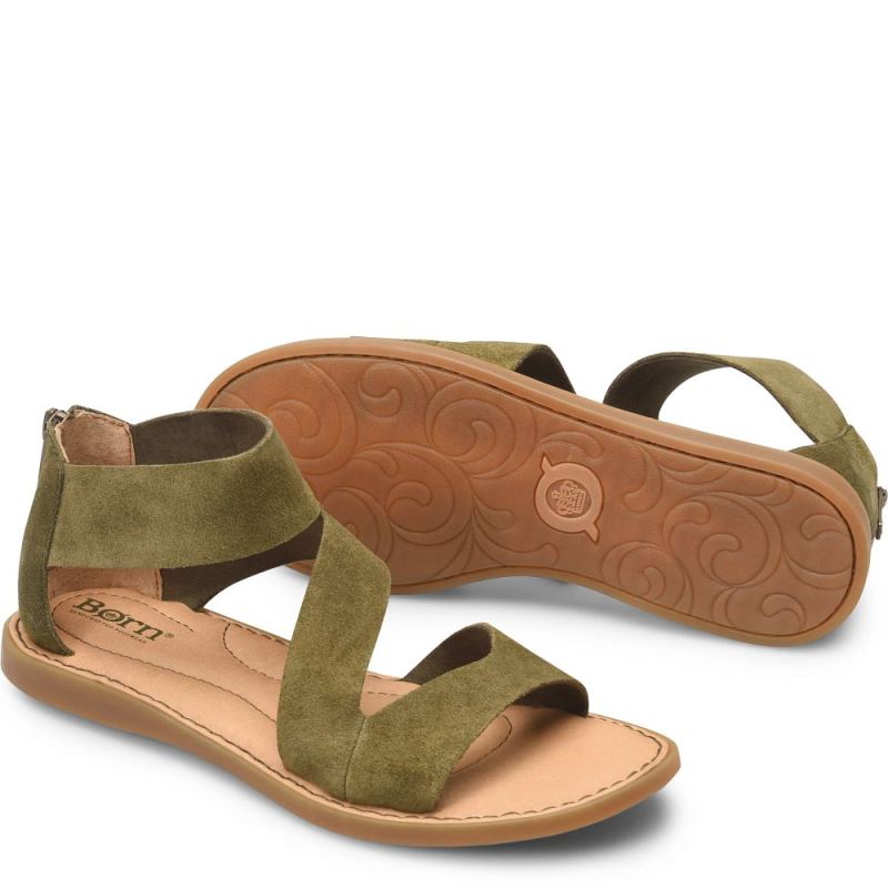 Born Women's Irie Sandals - Army Green Suede (Green)