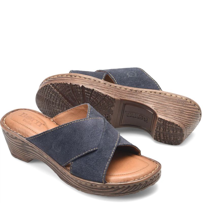 Born Women's Teayo Basic Sandals - Navy Indigo Distressed (Blue)
