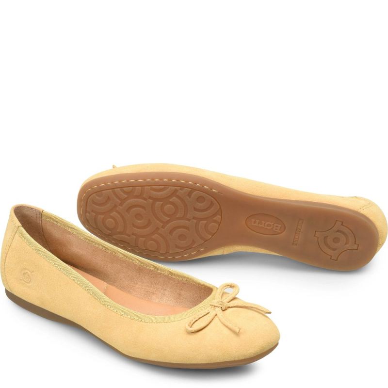 Born Women's Brin Flats - Yellow Suede (Yellow)