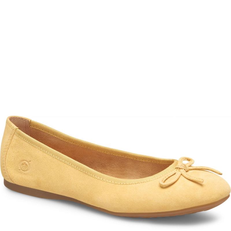 Born Women's Brin Flats - Yellow Suede (Yellow)