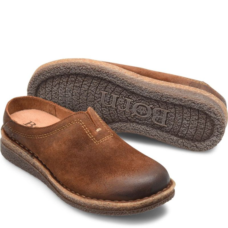 Born Women's Seana Clogs - Glazed Ginger Distressed (Brown)