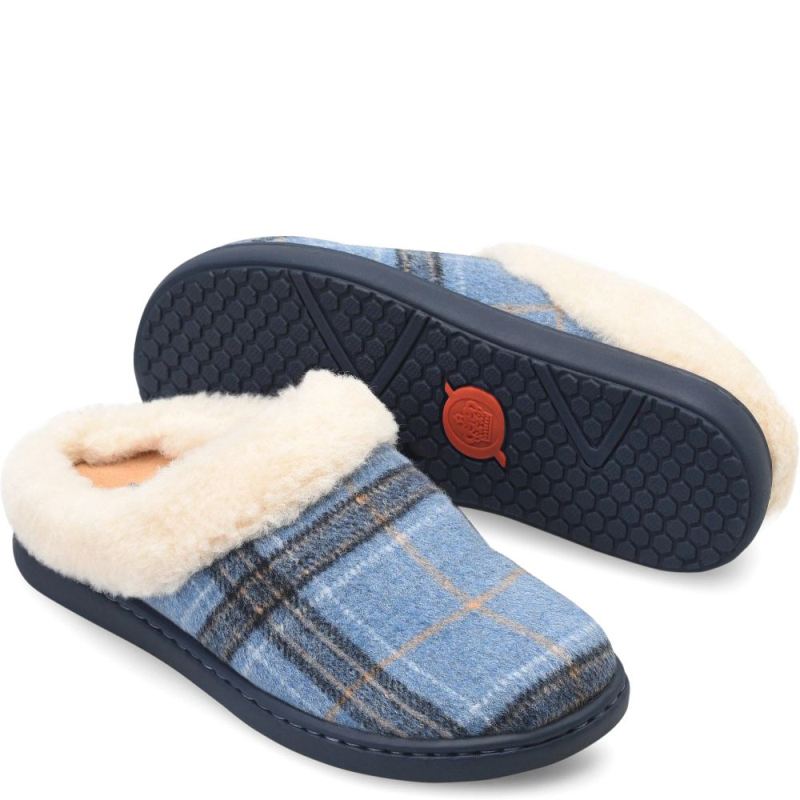 Born Women's Ali Slip-Ons & Lace-Ups - Blue Plaid Wool (Blue)